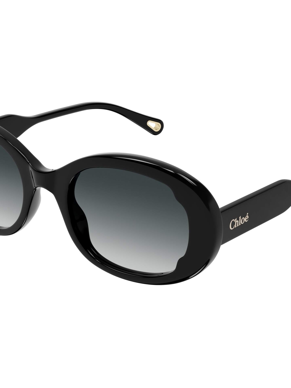 Chloé Black Oval Sunglasses with Gradient Lenses